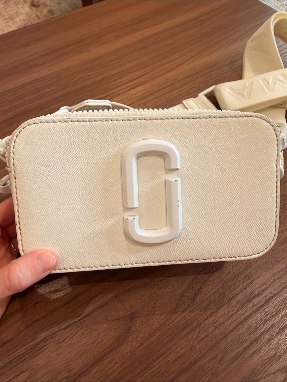 Marc Jacobs Snapshot Leather Crossbody Bag White Toned Hardware Designer Classy - Picture 5 of 16